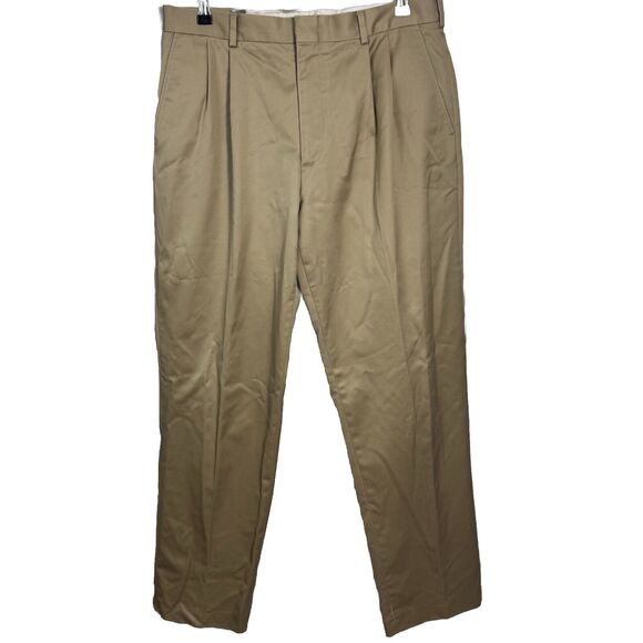 Lands End Men's Traditional Fit Cotton Twill Khaki Pants Size 33x32 - Picture 1 of 7